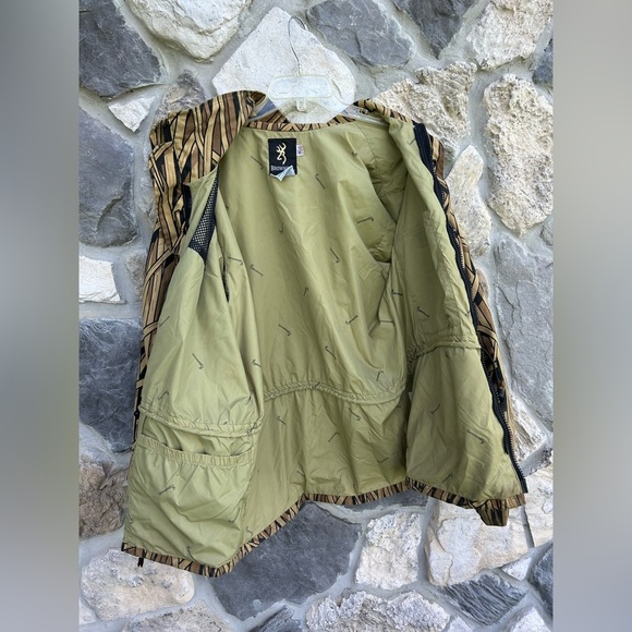 Vintage Browning Cattail Camo Hunting Jacket Mens Size M Gore-Tex Nylon Outdoor - Picture 7 of 11